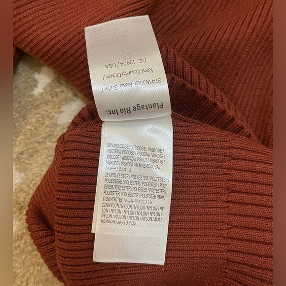 Farm Rio NWT brown knit ribbed turtleneck sweater blouse women’s size XL - Picture 9 of 10